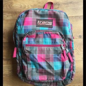 Jansport Backpack Pink And Blue Plaid 